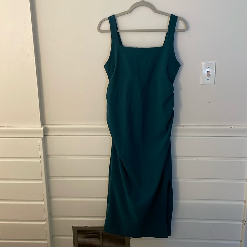 Beyond the Bump maternity bodycon midi with slit.